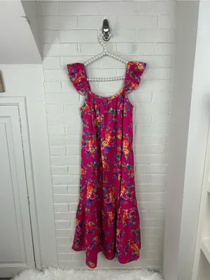 Petite Plume Pink Floral Casual Cotton Midi Dress Size M thumbnail 10