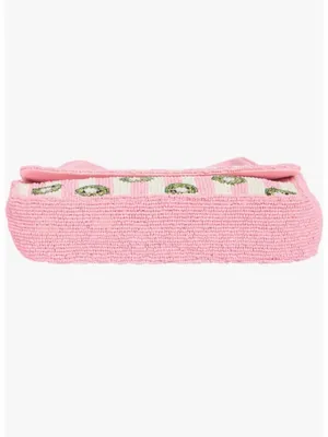 NWT Sol & Mer Collection XIIX Beaded Kiwi Pink Stripe Baguette Shoulder Bag thumbnail 4