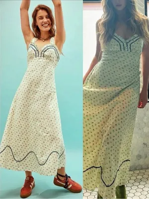 Free People Dainty Western Prairie Sweet Hearts Midi Dress in Ivory Combo Large thumbnail 2