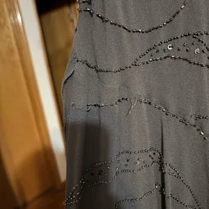 Silk Beaded Sheer Dress Black thumbnail 7
