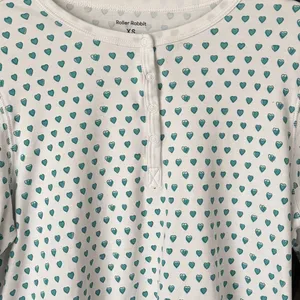 Roller Rabbit pajamas mint hearts print henley top long sleeve pima cotton thumbnail 5