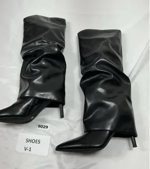 Womans Excellent Vaslemusa Knee High Fold Over Slouchy Fashion Boots 7 Black thumbnail 1