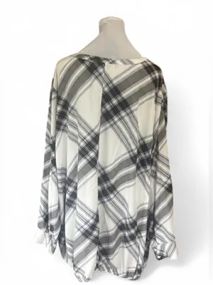 Lane Bryant white and gray plaid long sleeve blouse-28 thumbnail 5