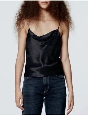 Zara Satin Cowl Neck Cami Top thumbnail 4