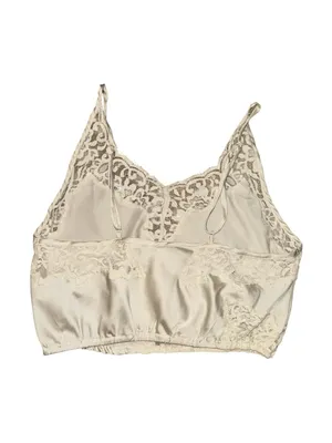 Free People Ivory Lace Satin Cropped Cami Tank Top XS Romantic Lingerie Y2K thumbnail 2