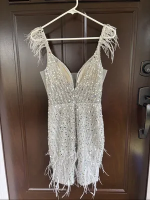 NWT Gianni Bini Sequined Feathered BodyCon Mini Dress Size XS thumbnail 8