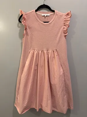 English Factory Mixed Material Flutter Sleeve Dress Pink thumbnail 1