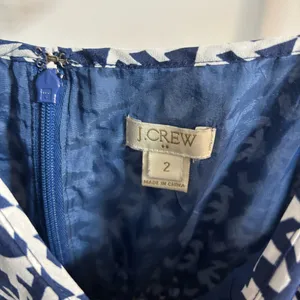 J. Crew Navy and White Printed Seaside Spaghetti-Strap Dress with Pockets thumbnail 3