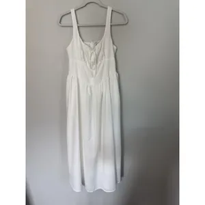 Petal & Pup Kinslee Midi Dress Linen White Sz L NEW $120 thumbnail 3