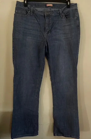 Wrangler Bootcut Blue Rinsed Distressed Denim Jeans Women’s 18 Long Loose stitch thumbnail 1