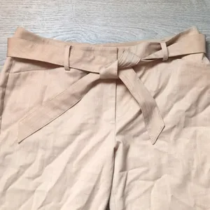 White House Black Market Tan Taper Ankle Belted Pants Size 8R thumbnail 3