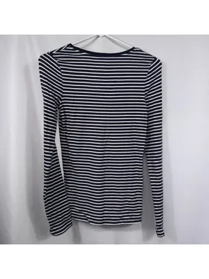 A New Day XS Navy White Striped Long Sleeve Top thumbnail 6