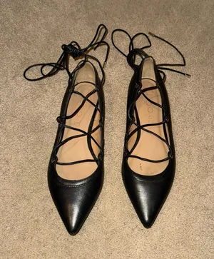 ALDO Ballet Black Alize Pointed Toe Lace-Up Flats thumbnail 1