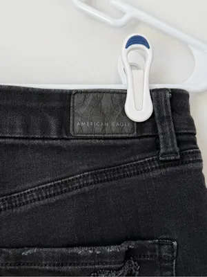 American Eagle Curvy Super High Rise Shortie Distressed Black Shorts Size 10 thumbnail 5