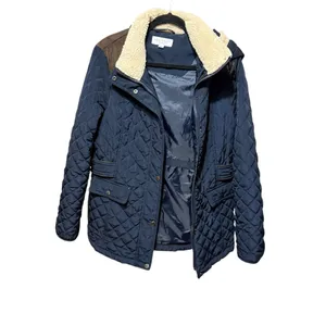 Laundry by‎ Shelli Segal Fleece-Lined Hooded Coat Navy Blue Quilted Sz L thumbnail 3