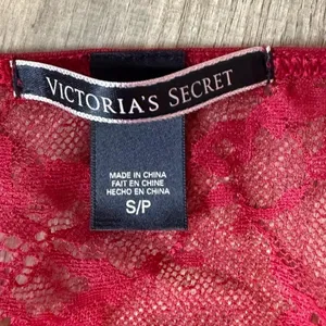 Victorias‎ Secret Red Lace Long Sleeve Plunging V Neck Bodysuit S P thumbnail 4