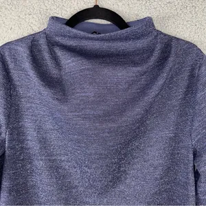 Ann Taylor Top Womens Medium Purple Metallic Sparkle Drape Neck Blouse Classy thumbnail 6