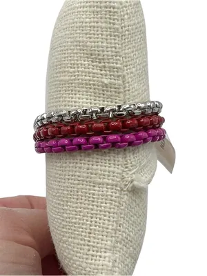 NWT On 34th 3 Piece Enamel Coated Link Bracelets Red thumbnail 4