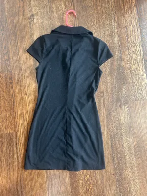 AFRM Mini Dress Button Down Collared Black thumbnail 2