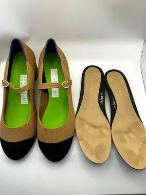 Rothy’s Camel Tan Mary Jane Block Heel Pumps with Black Cap Toe Sz 7.5 thumbnail 10