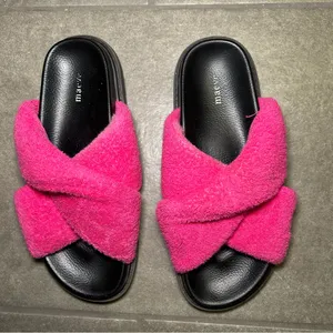 Anthropologie Maeve Terry Pink Criss Cross Slide Sandals Women’s Shoe Size 6 thumbnail 2