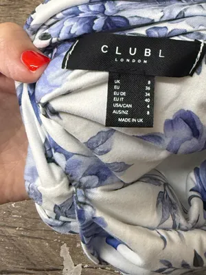 Club l London LITA Blue Floral Twisted Asymmetric Maxi Dress size 4 thumbnail 6