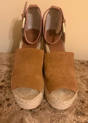 Marc Fisher Brown Suede Espadrille Wedge Sandals thumbnail 1