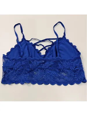 Avidlove Women’s M Blue Lace Bralette Strappy Longline Lingerie Top thumbnail 3