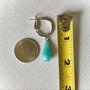 Handmade simple aqua teardrops hoop earrings💧♥️ thumbnail 4