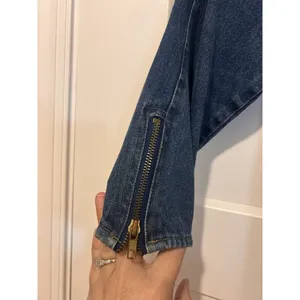 Vintage 90’s Long Sleeve Full Zip Retro Midi Blue Denim Dress Size 3 Rocker thumbnail 5