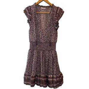 Ulla‎ Johnson Nyssa Silk Mini Dress Cocoa Burgundy Floral Size 4 thumbnail 3