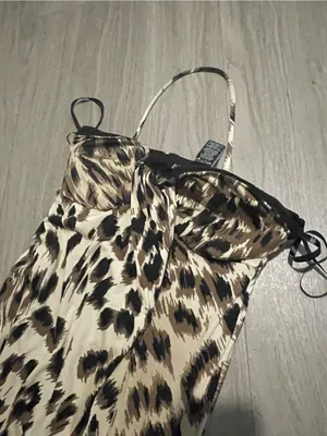 Leopard Print Maxi Dress in Brown and Cream thumbnail 2