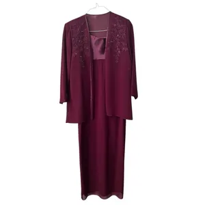 Patra two piece dress burgundy size 8 Vintage embroidery to jacket Maxi thumbnail 2