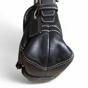 Black Leather Shoulder Bag with Buckle Detail thumbnail 10