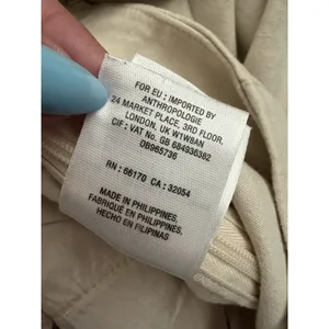 Anthropologie Women's 2 Linen Blend Wide Leg Sailor Pants Cream Side Buttons thumbnail 9