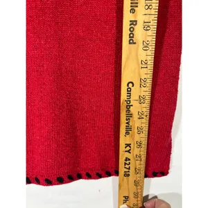 IVY Vintage Beaded Knit Sweater Vest Womens M Red Floral Whipstitch V-Neck Artsy thumbnail 7