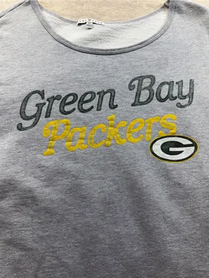 Green Bay Packers Junk Food Gray Varsity Sweatshirt Women’s XL NFL thumbnail 2