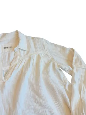 We The Free Ivory Cotton Gauze Popover Blouse Long Sleeve V Neck Small Women's thumbnail 7