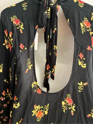 🆕Free People Tate Floral-Print Tunic Dress Black Combo XL🆕 thumbnail 10