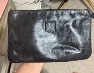 Vintage Anne Klein for Calderon Black Leather Clutch Purse thumbnail 1
