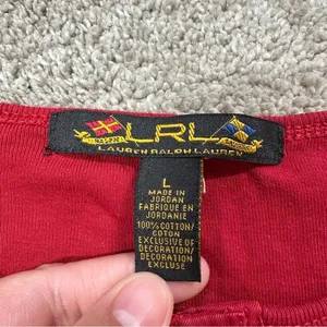 Lauren Ralph Lauren Henley Top Shirt Longsleeve Cotton Logo Embroidery in Red L thumbnail 8
