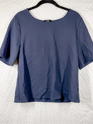 Quince Dark Blue Ultra Stretch Ponte Short Sleeve Top thumbnail 2