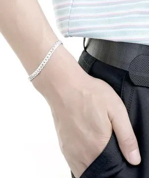 BRAND NEW ~ Sterling Silver .925 Thick Chain BRACELET ~ 7.87 Inches Long ~ NWOT thumbnail 1