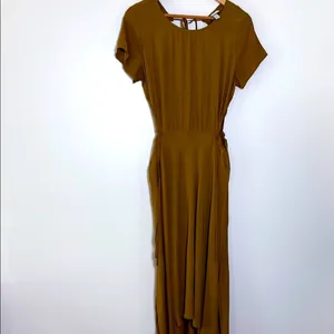 A New Day Brown Midi Dress Lightweight Cutout asymmetrical Hem‎ Tie Back Size M thumbnail 14