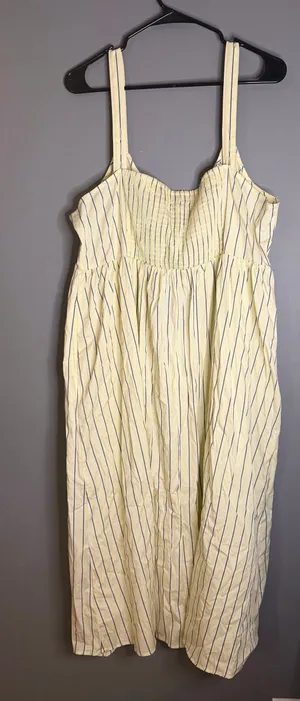 Ava & Viv Yellow Pinstripe Empire Waist Square Neck Dress Size 1X NWT thumbnail 5