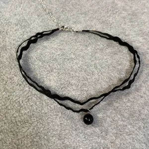Choker Necklace Women Black Layered Wavy Ribbon Bead 90s Goth Grunge Alt New thumbnail 2