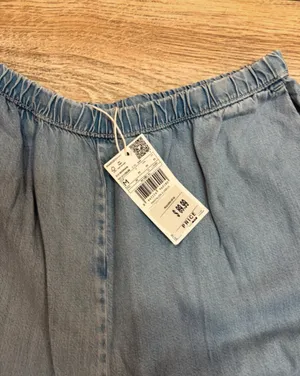 Mango Light Wash Denim Wide Leg Pants NWT Size M thumbnail 2