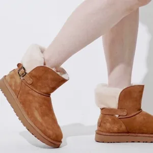 KAREL Chestnut Short Mini Women’s Sheepskin Suede Leather Boots thumbnail 8