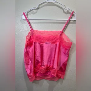 Victoria's‎ Secret Y2K Vintage Neon Pink Satin Lace Top Size M thumbnail 7