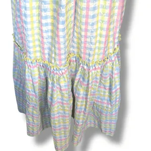Vintage 70s Pastel Gingham Smocked Maxi Dress‎ Puff Sleeve Cottagecore Romantic thumbnail 7